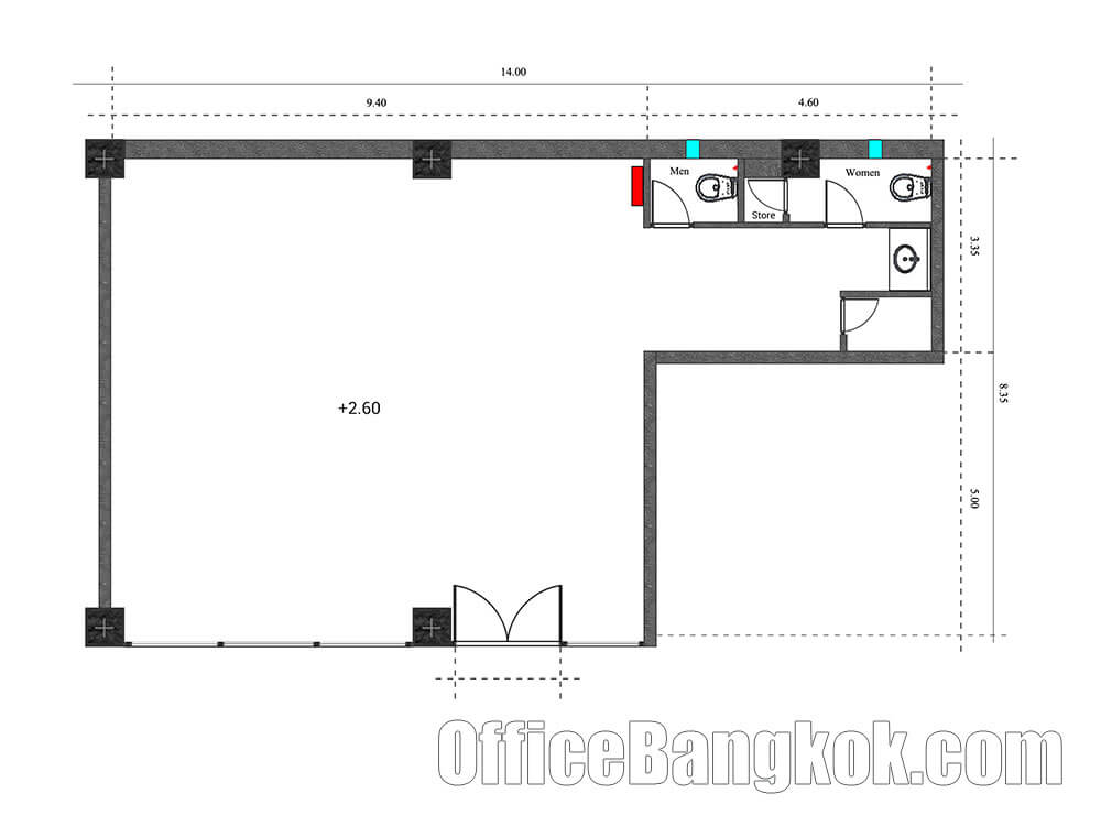 เช่าออฟฟิศพื้นที่ 94 ตรม ทำเลอโศก ติดรถไฟฟ้า MRT สถานีเพชรบุรี